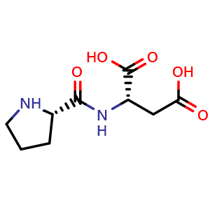 Chemical structure of (2S)-2-{[(2S)-2-pyrrolidinylcarbonyl]amino}butanedioic acid , CAS 85227-98-1, AChemBlock V143816