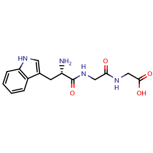 Chemical structure of [({[(2S)-2-amino-3-(1H-indol-3-yl)propanoyl]amino}acetyl)amino]acetic acid , CAS 20762-31-6, AChemBlock V143824