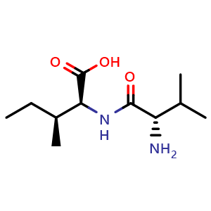 Chemical structure of (2S,3S)-2-{[(2S)-2-amino-3-methylbutanoyl]amino}-3-methylpentanoic acid , CAS 20556-14-3, AChemBlock V143828