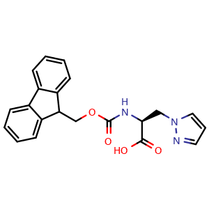 Chemical structure of N-Fmoc-3-(Pyrazol-1-yl)-L-alanine , CAS 1217450-35-5, AChemBlock V143844