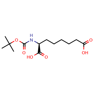 Chemical structure of (2S)-2-[(2-methylpropan-2-yl)oxycarbonylamino]octanedioic acid , CAS 66713-87-9, AChemBlock V143858