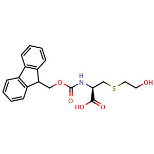 Chemical structure of (2R)-2-{[(9H-fluoren-9-ylmethoxy)carbonyl]amino}-3-[(2-hydroxyethyl)sulfanyl]propanoic acid , CAS 200354-35-4, AChemBlock V143866