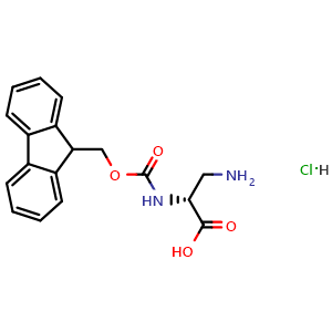 Chemical structure of 3-Amino-N-Fmoc-D-alanine hydrochloride , CAS 487027-89-4, AChemBlock V143878