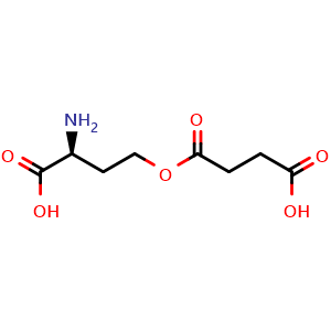 Chemical structure of (S)-2-amino-4-((3-carboxypropanoyl)oxy)butanoic acid , CAS 1492-23-5, AChemBlock V143910