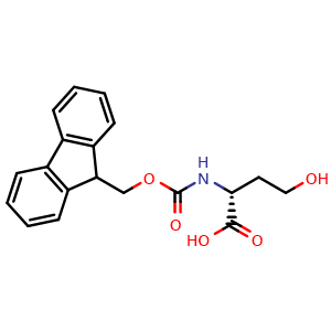Chemical structure of (2R)-2-(9H-fluoren-9-ylmethoxycarbonylamino)-4-hydroxybutanoic acid , CAS 461692-98-8, AChemBlock V143912