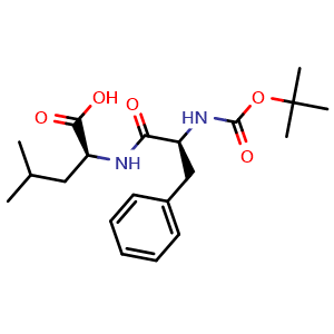 Chemical structure of (2S)-2-({(2S)-2-[(tert-butoxycarbonyl)amino]-3-phenylpropanoyl}amino)-4-methylpentanoic acid , CAS 33014-68-5, AChemBlock V143933