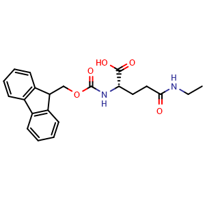 Chemical structure of (2S)-5-(ethylamino)-2-{[(9H-fluoren-9-ylmethoxy)carbonyl]amino}-5-oxopentanoic acid , CAS 676230-14-1, AChemBlock V143942