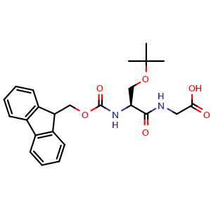 Chemical structure of 2-[(2S)-3-(tert-butoxy)-2-({[(9H-fluoren-9-yl)methoxy]carbonyl}amino)propanamido]acetic acid , CAS 81672-17-5, AChemBlock V143955