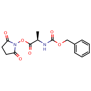Chemical structure of 2,5-dioxopyrrolidin-1-yl (2R)-2-{[(benzyloxy)carbonyl]amino}propanoate , CAS 27167-53-9, AChemBlock V143977
