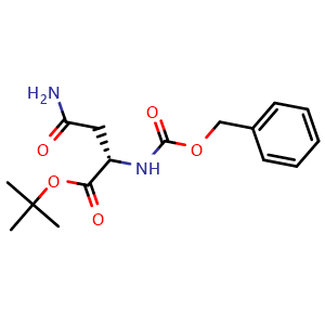 Chemical structure of tert-butyl (2S)-2-{[(benzyloxy)carbonyl]amino}-3-carbamoylpropanoate , CAS 25456-85-3, AChemBlock V143981