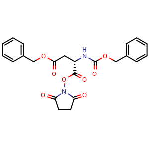 Chemical structure of 1-benzyl 2,5-dioxopyrrolidin-1-yl (3S)-3-{[(benzyloxy)carbonyl]amino}butanedioate , CAS 61464-33-3, AChemBlock V143983