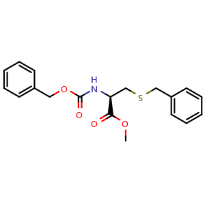 Chemical structure of methyl (2R)-3-benzylsulfanyl-2-(phenylmethoxycarbonylamino)propanoate , CAS 94311-65-6, AChemBlock V143984