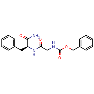 Chemical structure of benzyl N-({[(1S)-1-carbamoyl-2-phenylethyl]carbamoyl}methyl)carbamate , CAS 5513-69-9, AChemBlock V143998