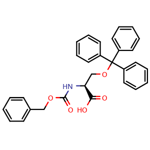 Chemical structure of (2S)-2-{[(benzyloxy)carbonyl]amino}-3-(triphenylmethoxy)propanoic acid , CAS 1330286-53-7, AChemBlock V144006