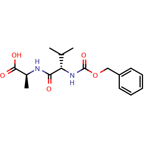 Chemical structure of (S)-2-((S)-2-(((Benzyloxy)carbonyl)amino)-3-methylbutanamido)propanoic acid , CAS 24787-89-1, AChemBlock V144016