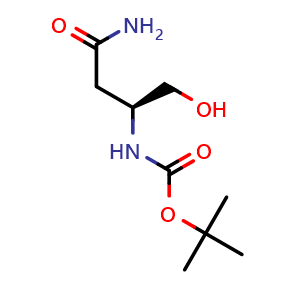 Chemical structure of (S)-3-(Boc-amino)-4-hydroxybutyramide , CAS 30044-67-8, AChemBlock V144018