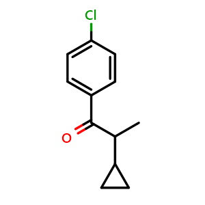 Chemical structure of 1-(4-chlorophenyl)-2-cyclopropylpropan-1-one , CAS 123989-29-7, AChemBlock V144053