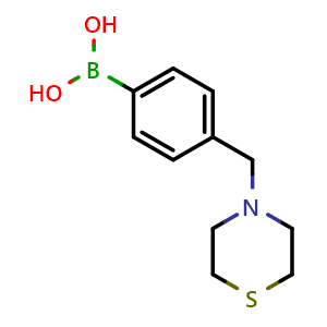 Chemical structure of 4-(Thiomorpholin-4-ylmethyl)phenylboronic acid , CAS 1256358-60-7, AChemBlock V144056