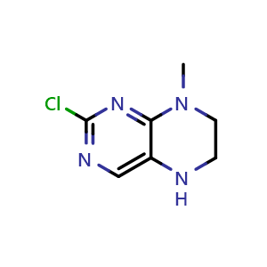 Chemical structure of 2-Chloro-8-methyl-5,6,7,8-tetrahydropteridine , CAS 1314916-25-0, AChemBlock V144061