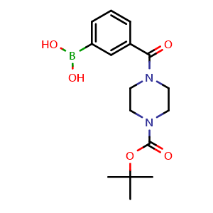 Chemical structure of 3-(4-(BOC-Piperazine-1-carbonyl)phenylboronic acid , CAS 1218790-82-9, AChemBlock V144069