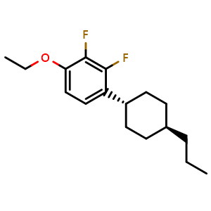 Chemical structure of 1-Ethoxy-2,3-difluoro-4-((1s,4r)-4-propylcyclohexyl)benzene , CAS 174350-05-1, AChemBlock V144093