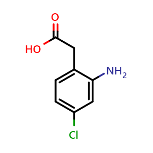 Chemical structure of 2-(2-Amino-4-chlorophenyl)acetic acid , CAS 177985-31-8, AChemBlock V144100