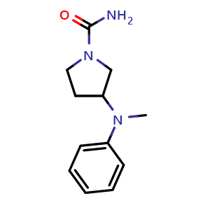 Chemical structure of 3-(Methyl(phenyl)amino)pyrrolidine-1-carboxamide , CAS 20984-63-8, AChemBlock V144115