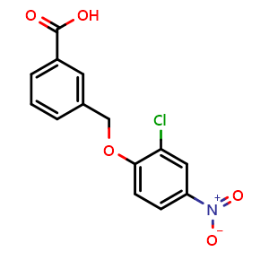 Chemical structure of 3-((2-chloro-4-nitrophenoxy)methyl)benzoic acid , CAS 30880-72-9, AChemBlock V144124