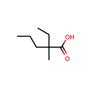 Chemical structure of 2-Ethyl-2-methylpentanoic acid , CAS 5343-52-2, AChemBlock V144140