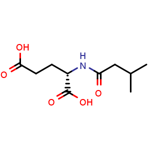 Chemical structure of (S)-2-(3-Methylbutanamido)pentanedioic acid , CAS 80154-63-8, AChemBlock V144170