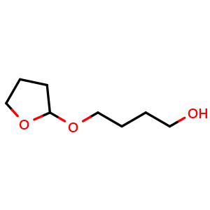 Chemical structure of 4-((Tetrahydrofuran-2-yl)oxy)butan-1-ol , CAS 64001-06-5, AChemBlock V144201