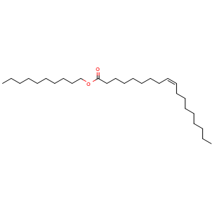 Chemical structure of 9-Octadecenoic acid(9Z)-, decyl ester , CAS 3687-46-5, AChemBlock V144207