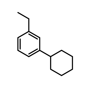 Chemical structure of 1-Cyclohexyl-3-ethyl-benzene , CAS 4501-38-6, AChemBlock V144212