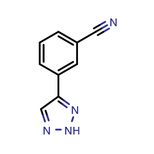 Chemical structure of 3-(2H-1,2,3-Triazol-4-yl)benzonitrile , CAS 550364-01-7, AChemBlock V144260