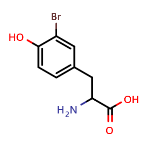 Chemical structure of 2-Amino-3-(3-bromo-4-hydroxyphenyl)propanoic acid , CAS 54788-30-6, AChemBlock V144263