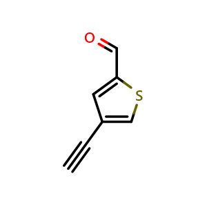 Chemical structure of 4-Ethynylthiophene-2-carbaldehyde , CAS 913828-75-8, AChemBlock V144265