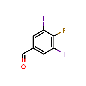 Chemical structure of 4-Fluoro-3,5-diiodobenzaldehyde , CAS 879127-68-1, AChemBlock V144266