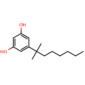 Chemical structure of 5-(1,1-Dimethylheptyl)resorcinol , CAS 56469-10-4, AChemBlock V144268