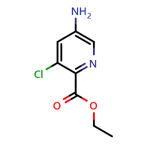 Chemical structure of Ethyl 5-amino-3-chloropicolinate , CAS 872355-65-2, AChemBlock V144270