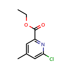 Chemical structure of Ethyl 6-chloro-4-methylpyridine-2-carboxylate , CAS 1122090-50-9, AChemBlock V144282