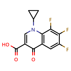 Chemical structure of 1-Cyclopropyl-6,7,8-trifluoro-4-oxo-1,4-dihydroquinoline-3-carboxylic acid , CAS 94695-52-0, AChemBlock V144302