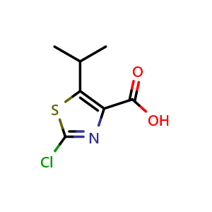Chemical structure of 2-Chloro-5-isopropyl-1,3-thiazole-4-carboxylic acid , CAS 886360-70-9, AChemBlock V144307