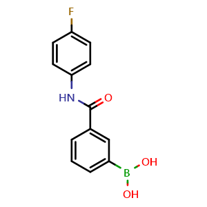 Chemical structure of 3-(4-Fluorophenyl)aminocarbonylphenylboronic acid , CAS 850567-35-0, AChemBlock V144310