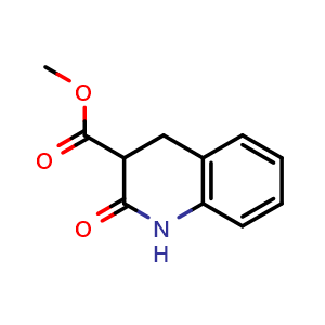 Chemical structure of Methyl 2-oxo-1,2,3,4-tetrahydroquinoline-3-carboxylate , CAS 105404-33-9, AChemBlock V144316