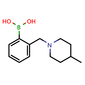 Chemical structure of 2-((4-Methylpiperidin-1-yl)Methyl)phenylboronic acid , CAS 1313737-75-5, AChemBlock V144319