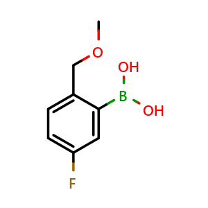 Chemical structure of 5-fluoro-2-(MethoxyMethyl)phenylboronic acid , CAS 1333083-66-1, AChemBlock V144321