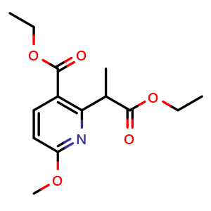 Chemical structure of ethyl 2-(1-ethoxy-1-oxopropan-2-yl)-6-methoxynicotinate , CAS 1003589-78-3, AChemBlock V144378