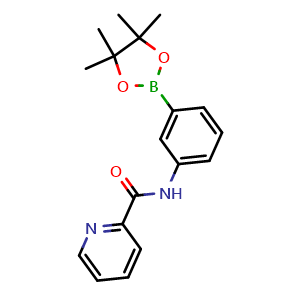 Chemical structure of N-(3-(4,4,5,5-tetramethyl-1,3,2-dioxaborolan-2-yl)phenyl)picolinamide , CAS 1610521-45-3, AChemBlock V144382