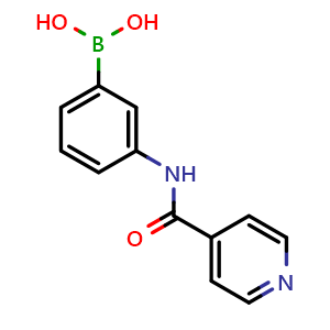 Chemical structure of (3-(isonicotinamido)phenyl)boronic acid , CAS 1821640-79-2, AChemBlock V144383