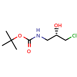 Chemical structure of (S)-tert-butyl 3-chloro-2-hydroxypropylcarbamate , CAS 415684-05-8, AChemBlock V144423